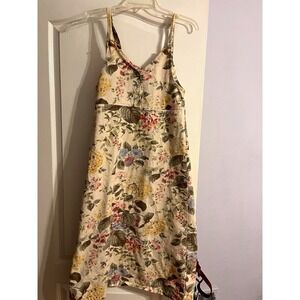 Vintage Smith & Hawken Floral Cotton Linen Sundress XS Made in USA Cottagecore
